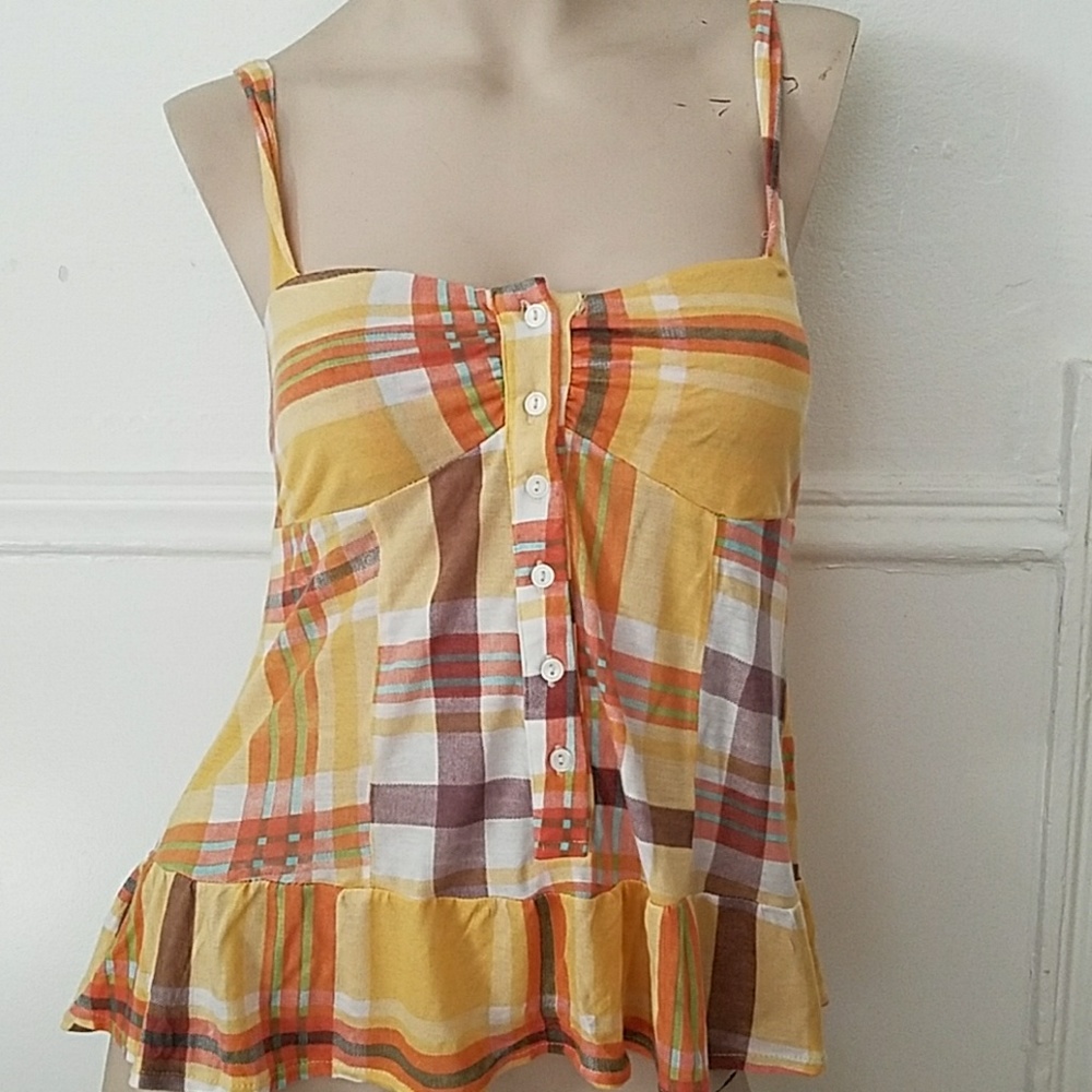American Rag Yellow plaid top
